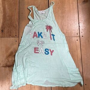 Wild Fox Take it Easy Coverup / Swim / Tank Top, Mint Green, light & Airy, M